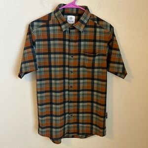 Flylow Men’s S Plaid Button-Up Shirt - Brown and Black